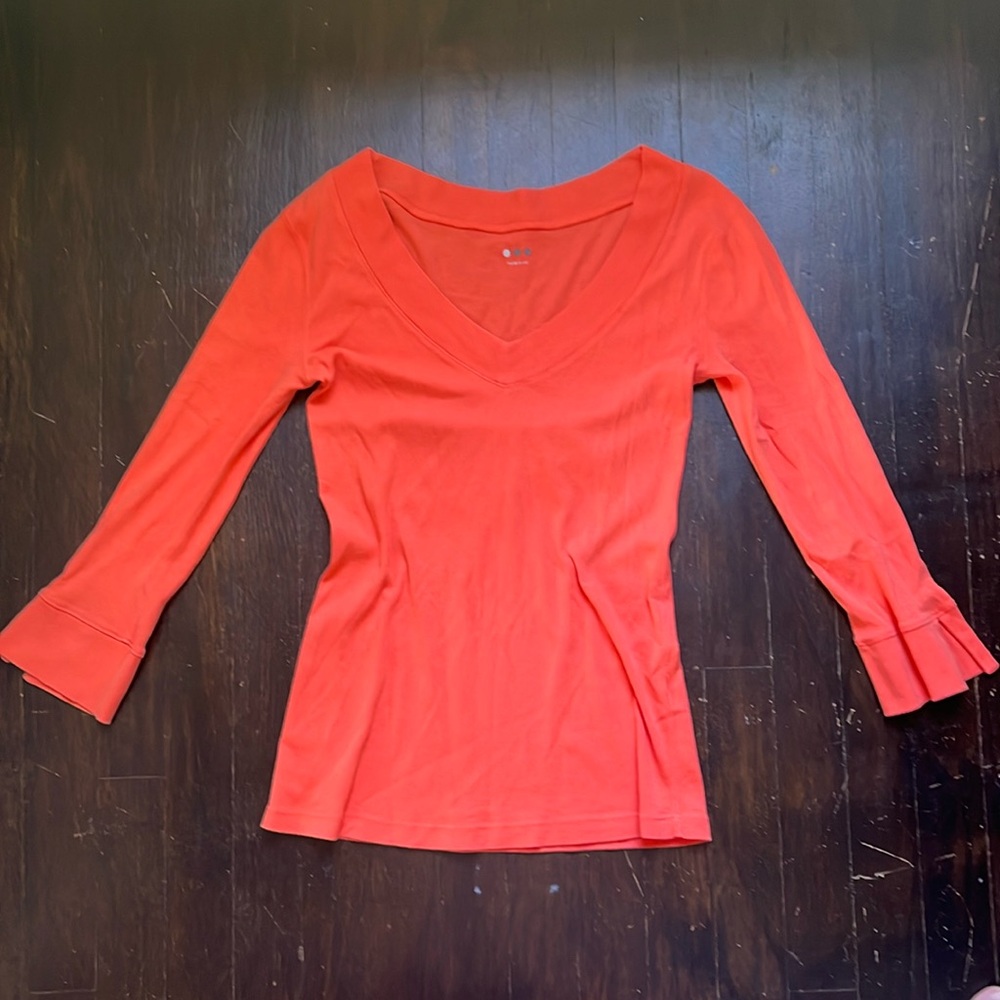 3/4 Sleeve Orange Three Dots Top